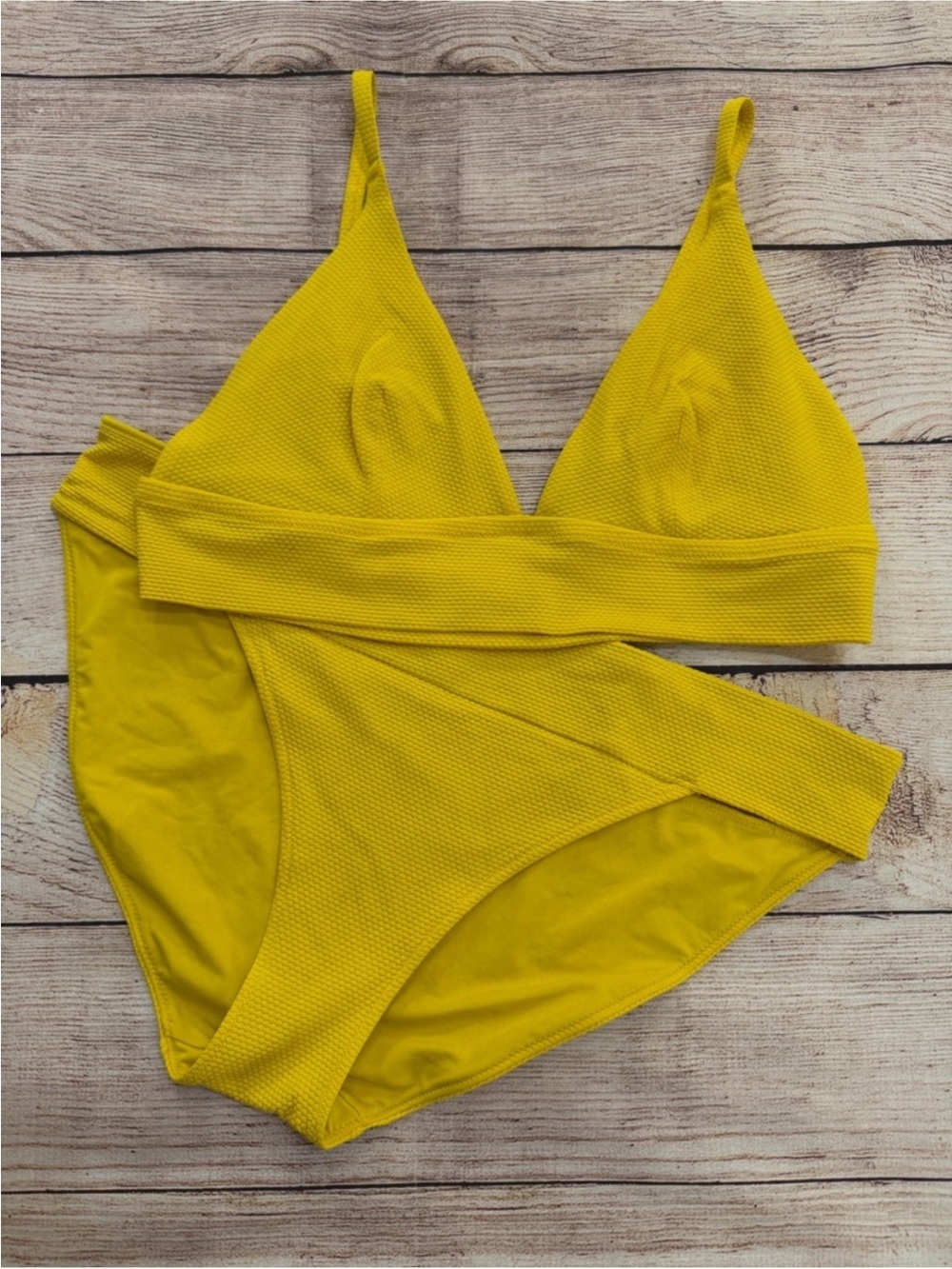 Aerie Yellow Textured Bikini Set - L/XL